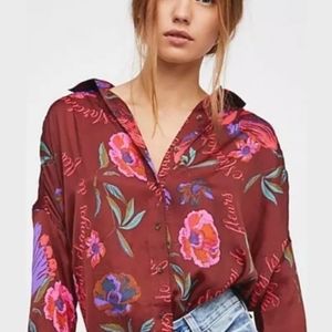 Free People Silky Oversize Blouse